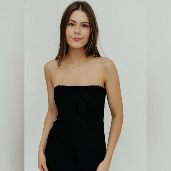 NWT Anine Bing Halle Midi Black Dress Strapless Size L - Picture 3 of 13